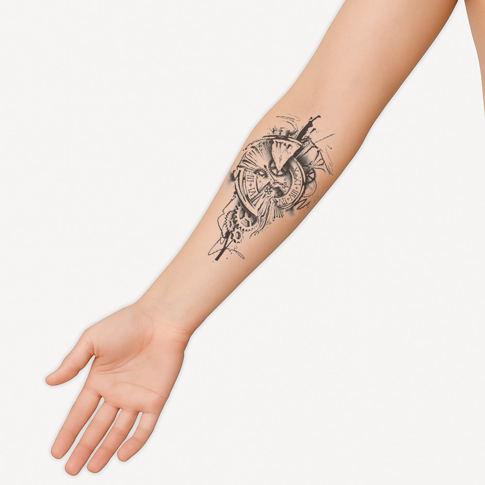 Half tattoo sleeve broken time - Afbeelding 2