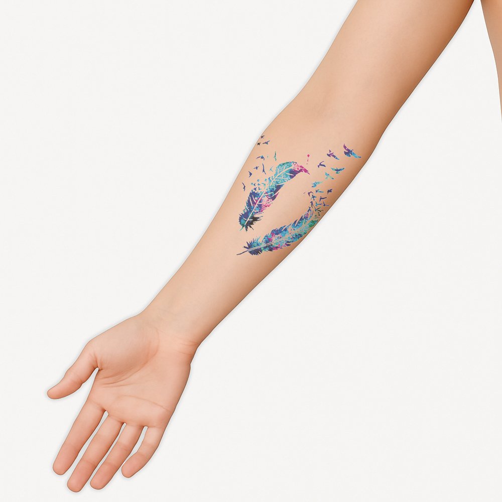 Half tattoo sleeve broken out birds - Afbeelding 2