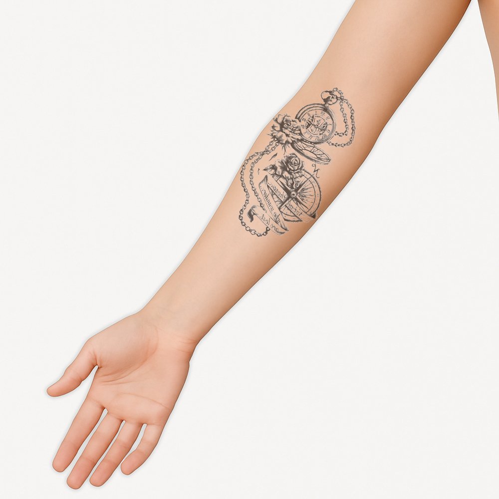 Half tattoo sleeve connected time - Afbeelding 2