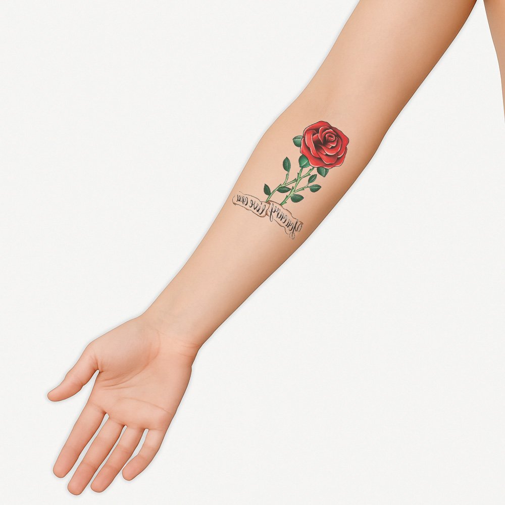 Half tattoo sleeve popeye rose - Afbeelding 2