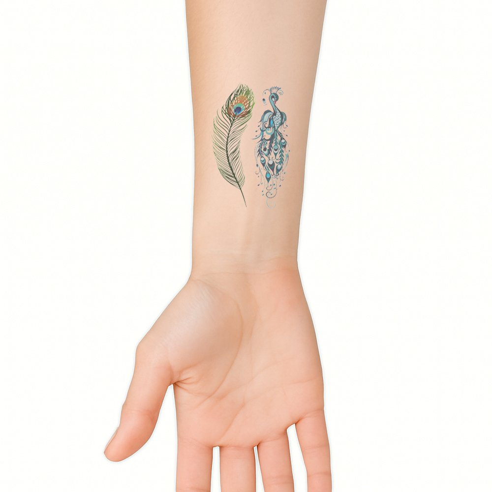 Tattoo feathered peacock - Afbeelding 2